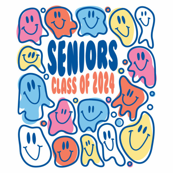 Senior Class of 2024 Melty Smiley Face Design